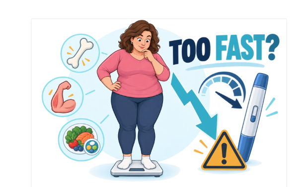 What are the risks of losing weight too fast with weight loss medication?